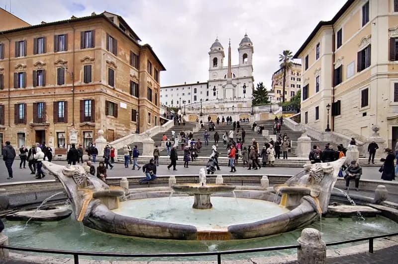 The Spanish Steps, Fontana della Barcaccia and Piazza di Spagna in Rome