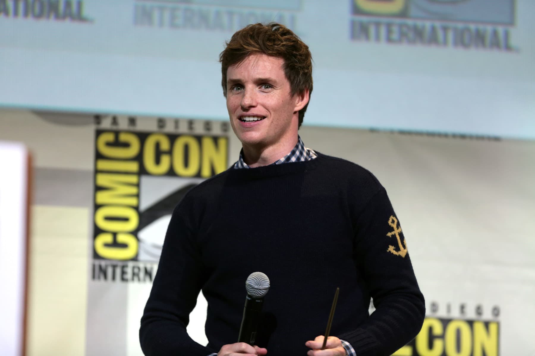 Eddie Redmayne speaking on stage