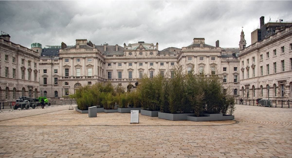 The wide stone courtyard of Somerset House under a pale sky