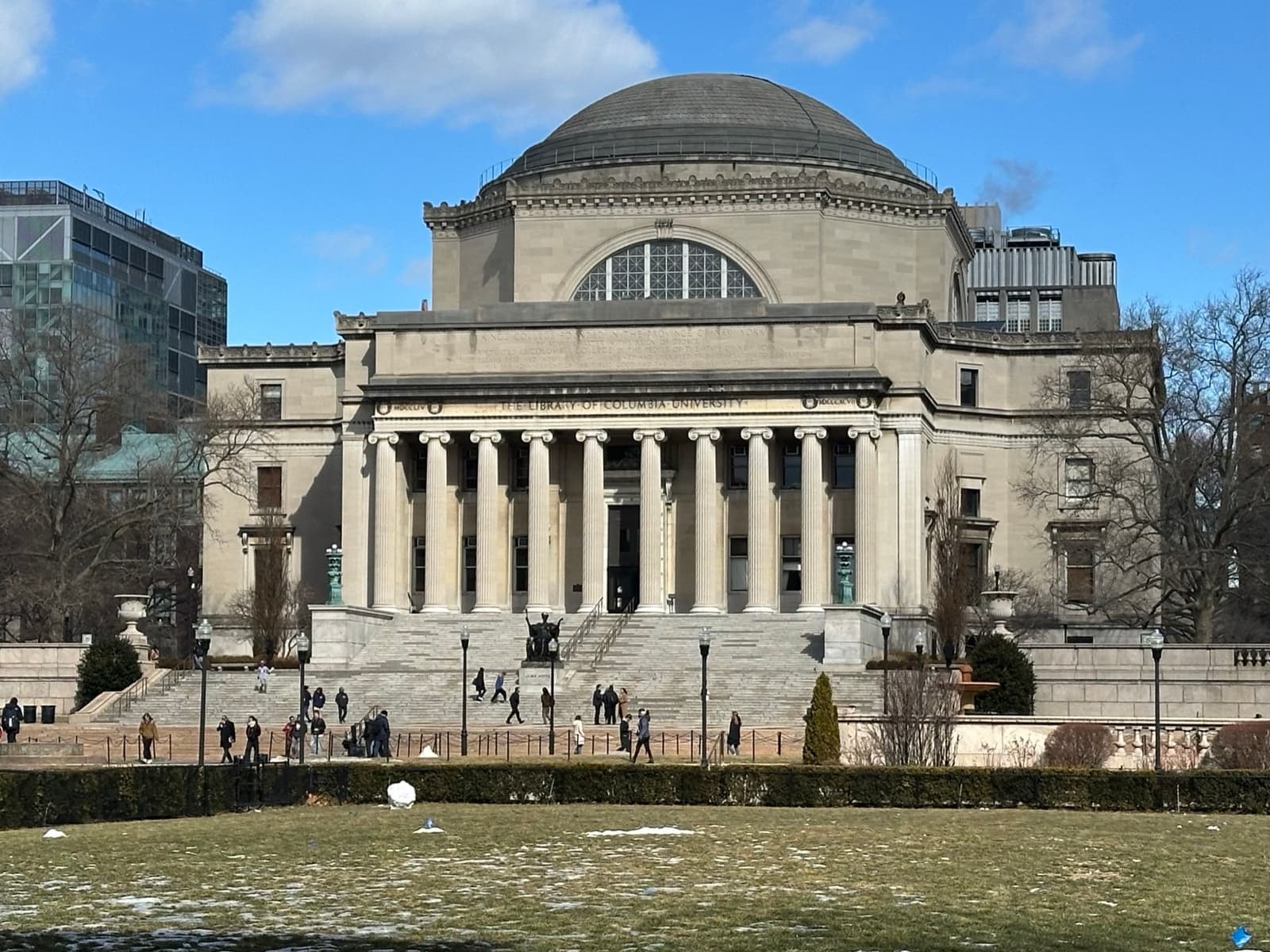 A domed, colonnaded library above a lawn