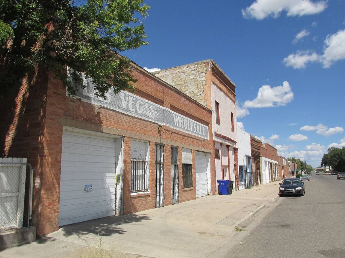Old brick commercial buildings along Railroad Avenue