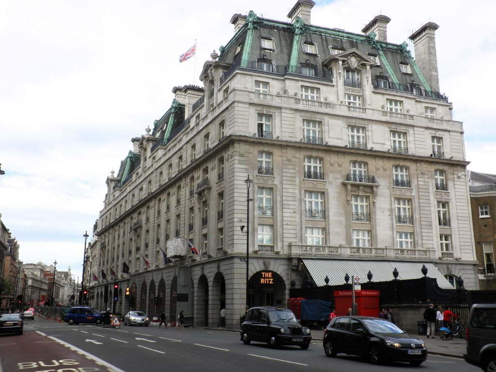 The arcaded front of the Ritz hotel on Piccadilly