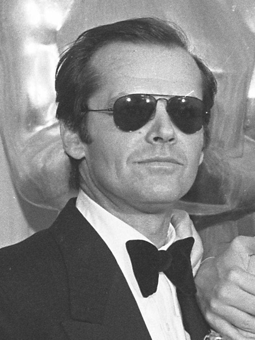 Jack Nicholson in dark glasses and a bow tie, 1976