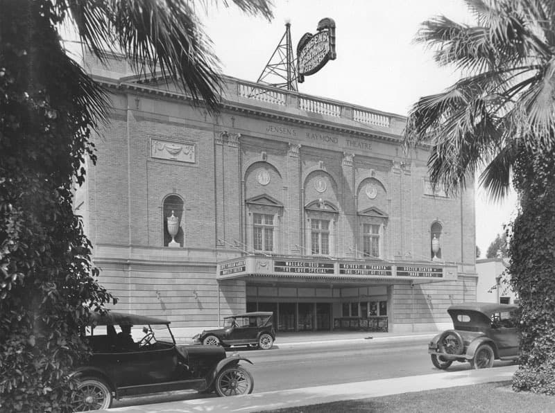 A 1920s theatre front on a Pasadena street