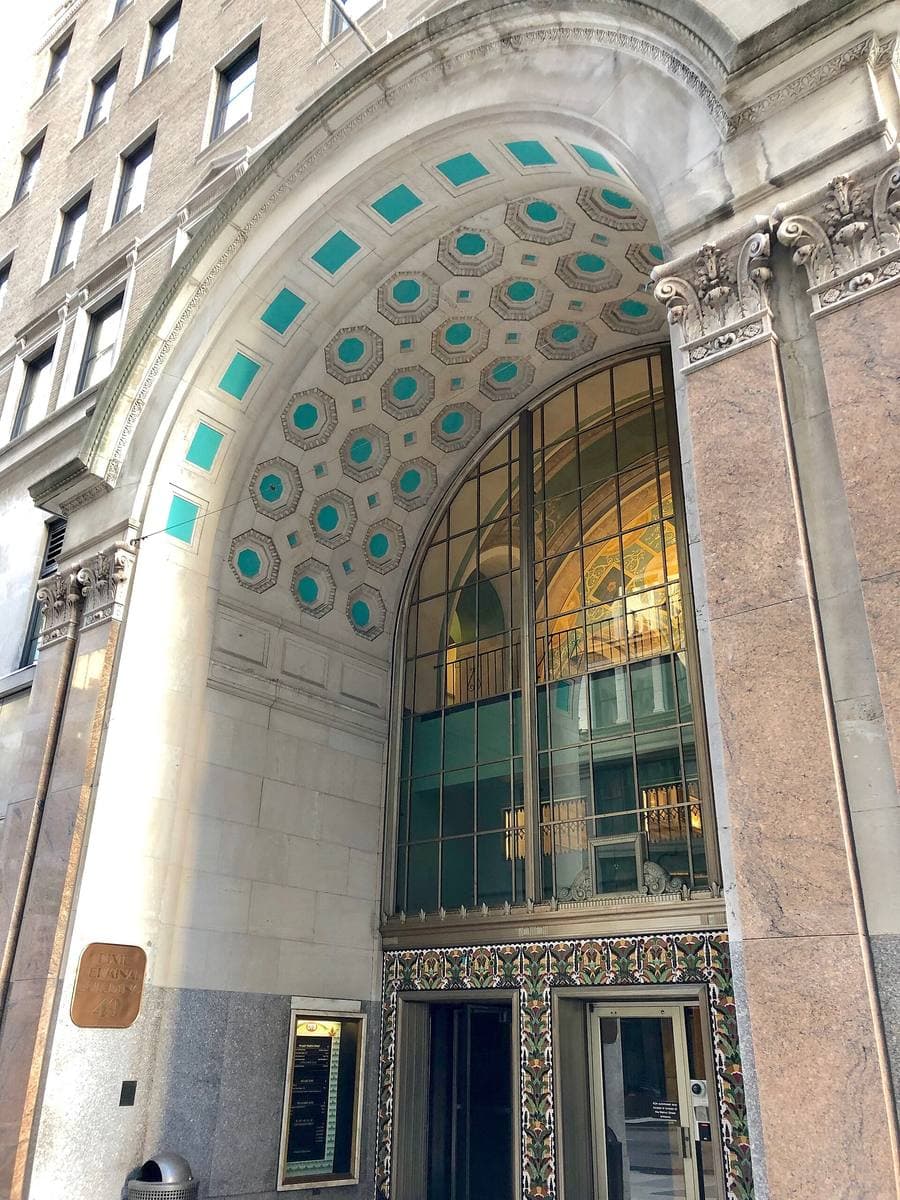 The arched stone entrance of the Dixie Terminal