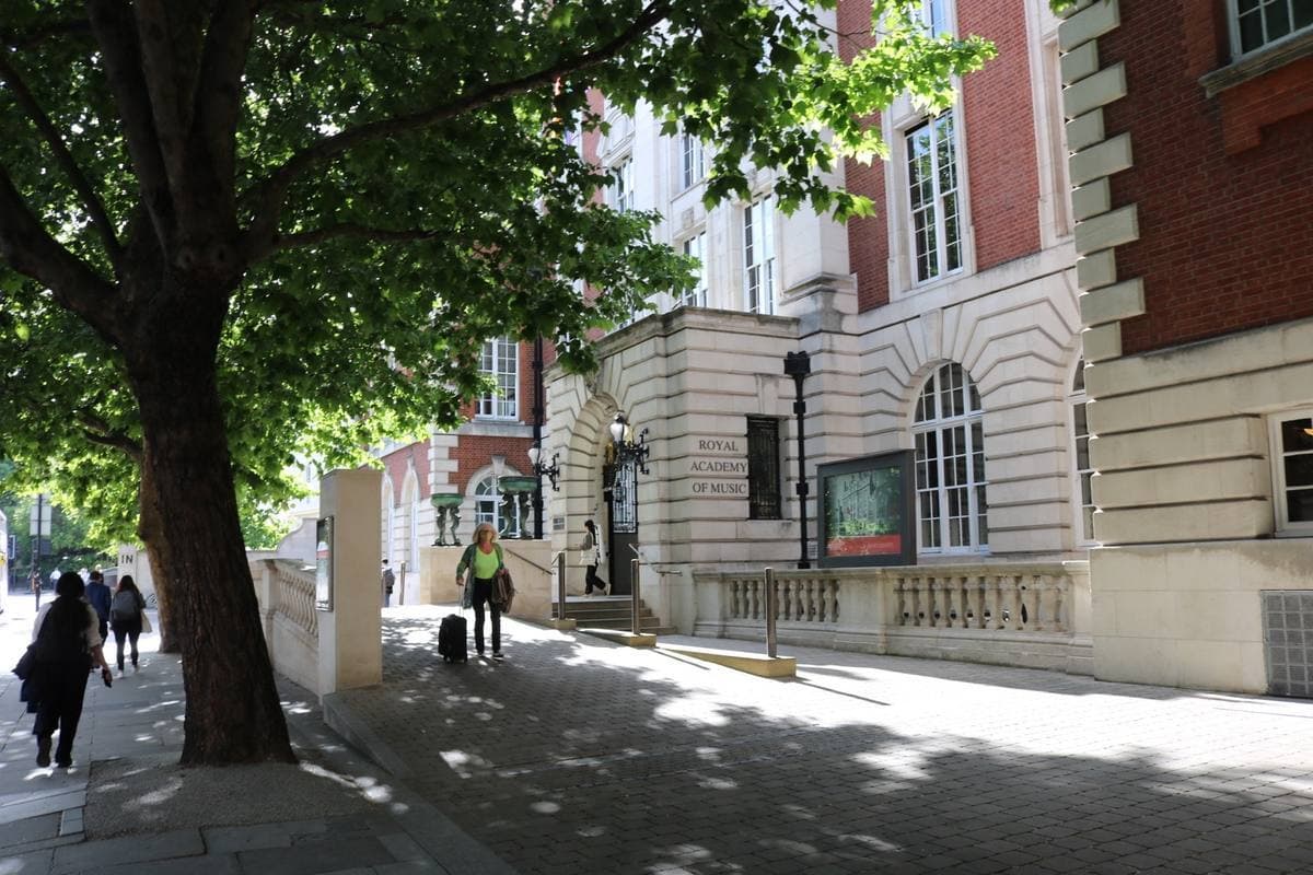 The Royal Academy of Music’s red-brick front on Marylebone Road