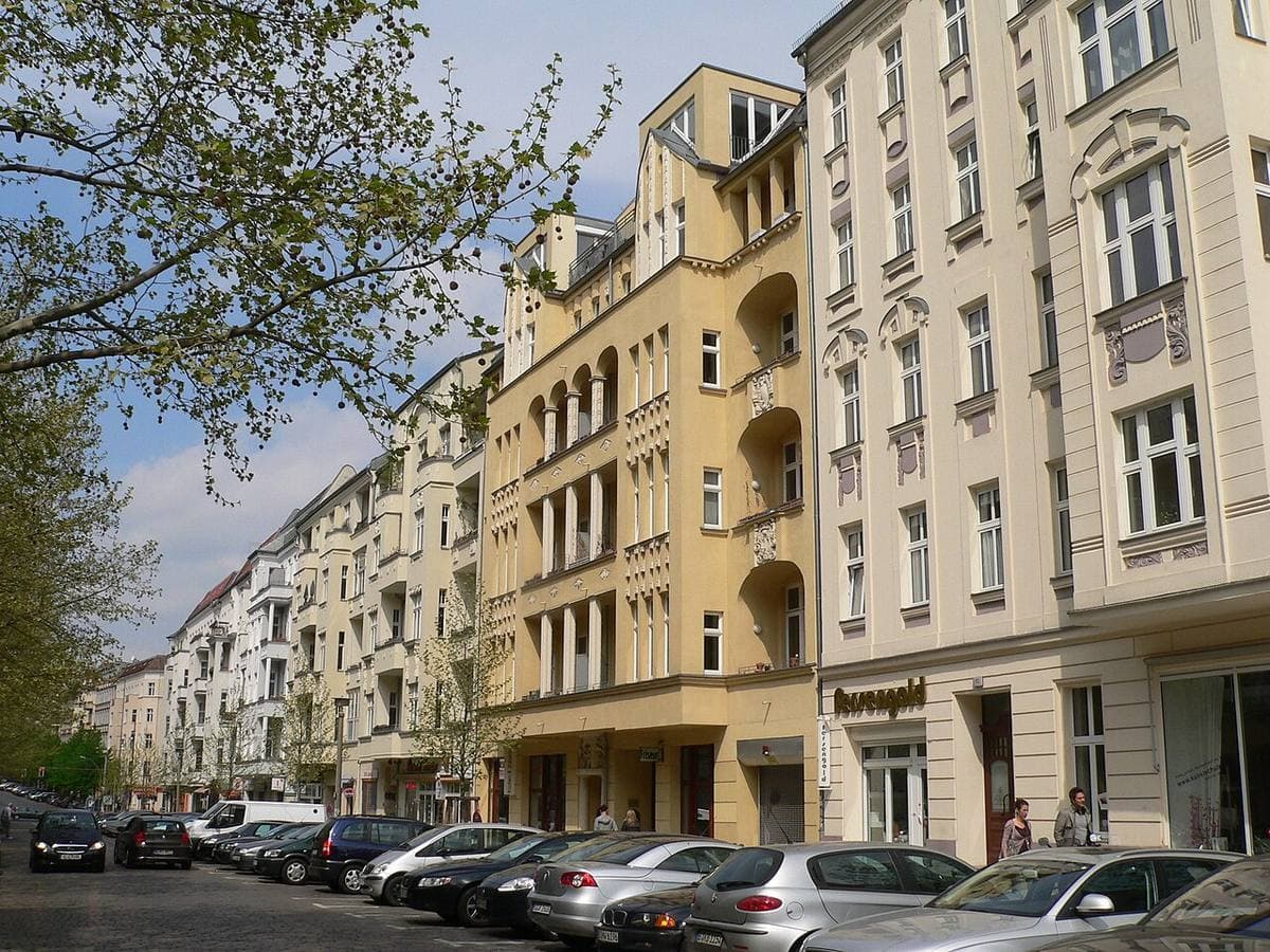 A Prenzlauer Berg street of tall old apartment houses