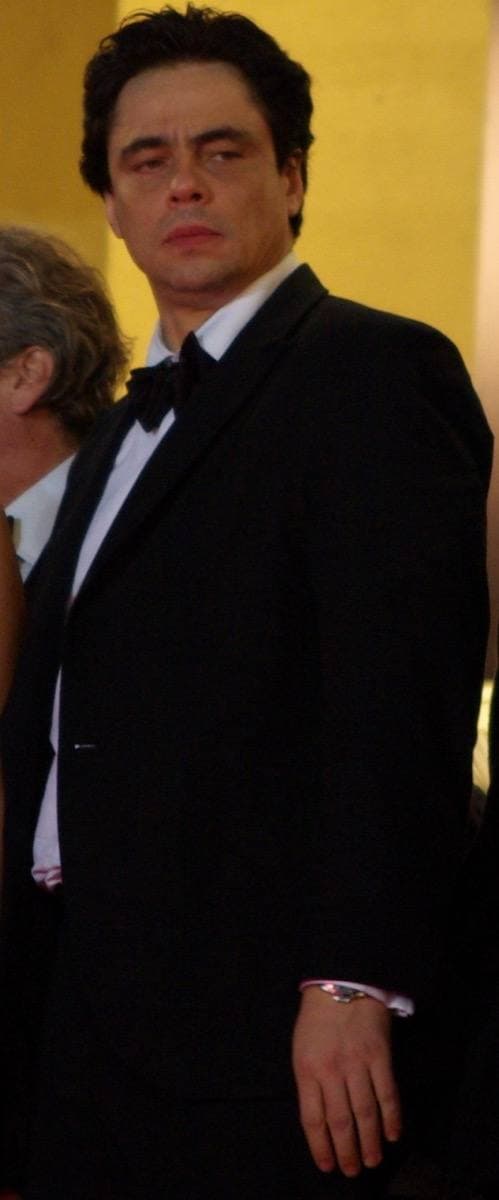 Benicio del Toro in a dark suit at Cannes