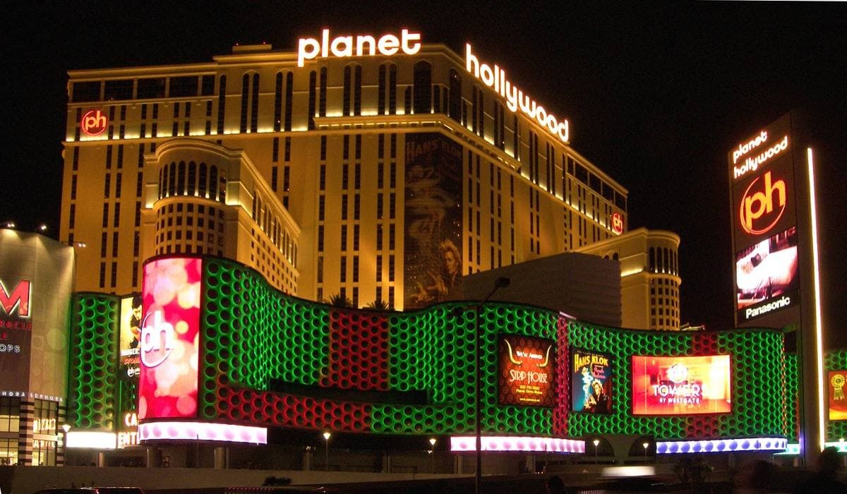 The Planet Hollywood tower and casino frontage on the Las Vegas Strip, 2007