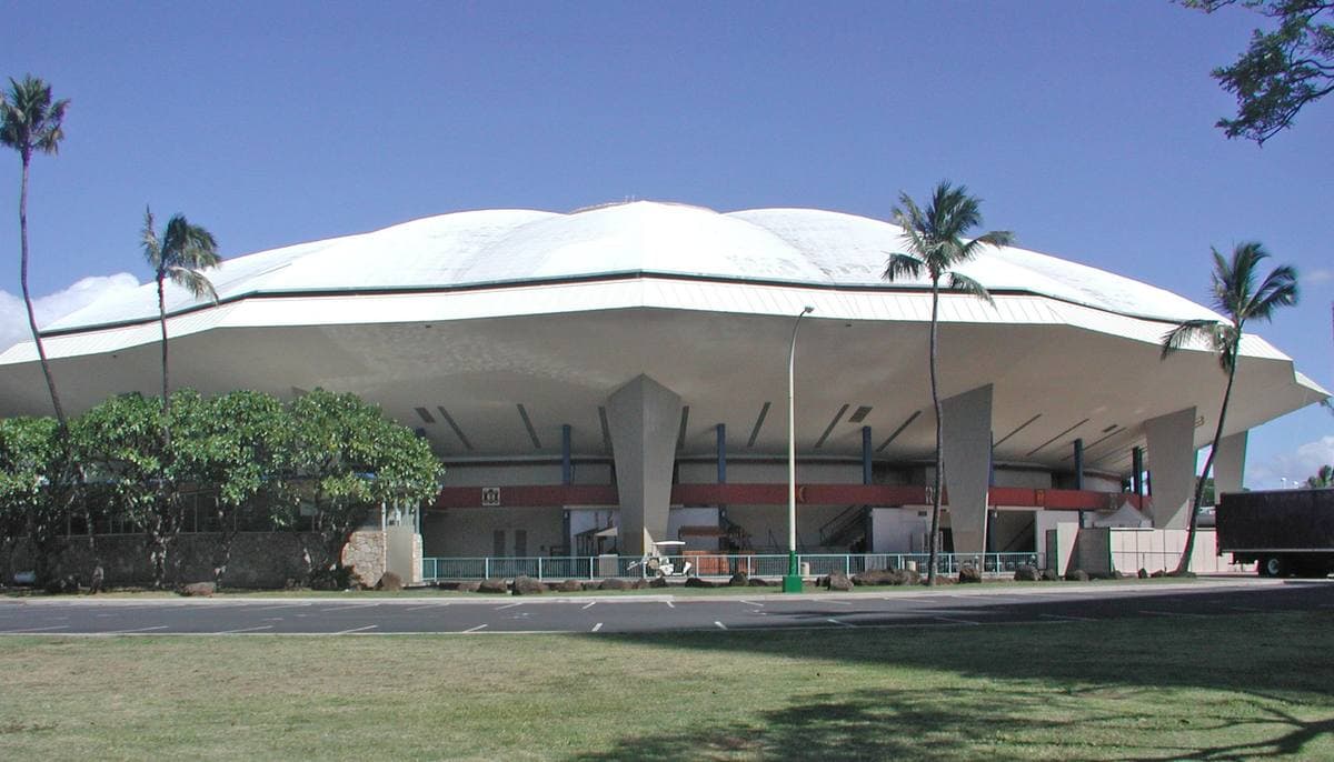 The round roof of Blaisdell Arena in Honolulu