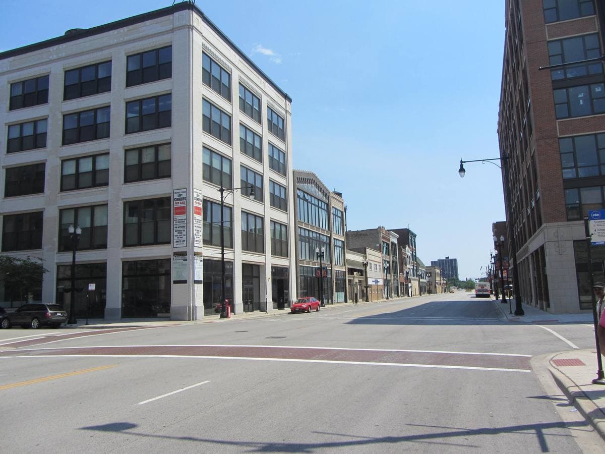 Old car showroom buildings along South Michigan Avenue