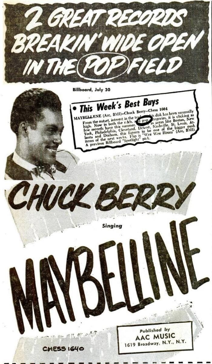 A 1955 trade advertisement for the single Maybellene
