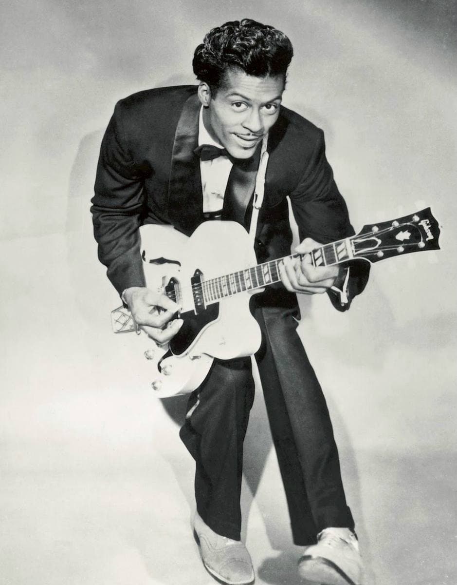 Chuck Berry with a guitar, about 1958