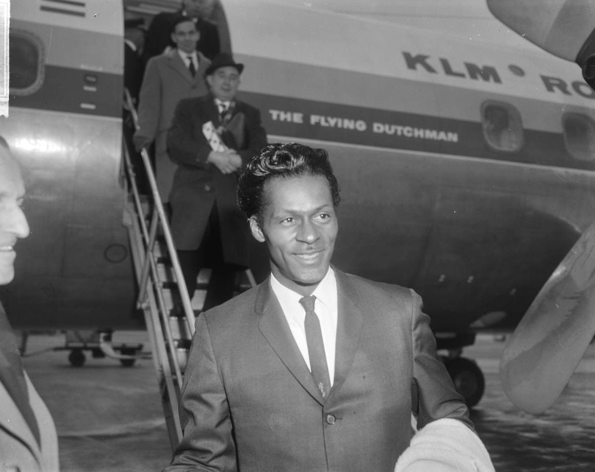 Chuck Berry at the airport in 1965
