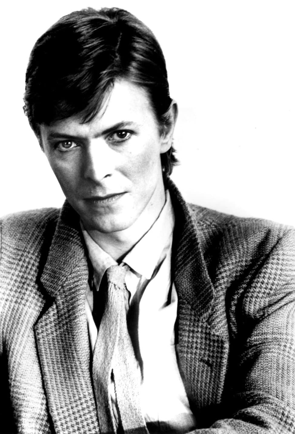 A black-and-white portrait of David Bowie in 1979