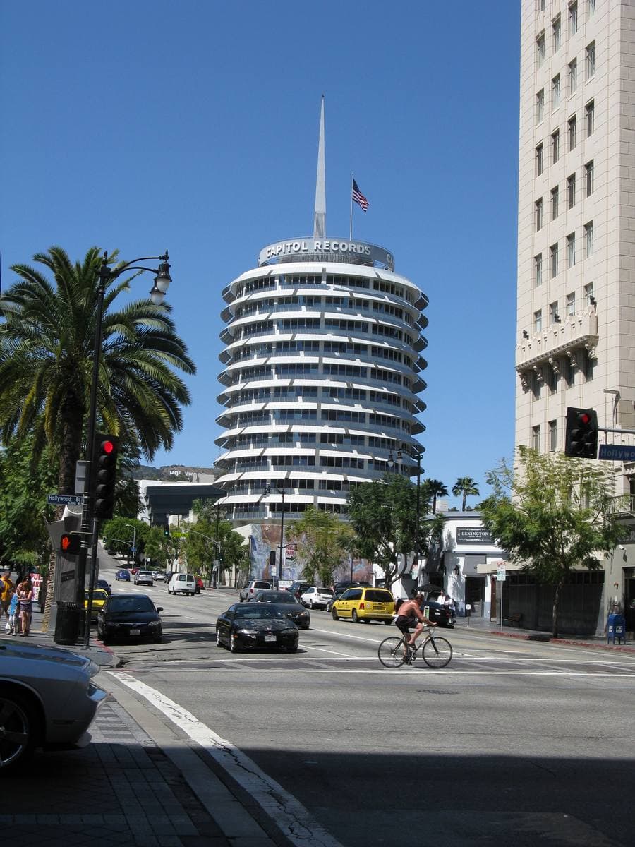 The round Capitol Records tower in Hollywood