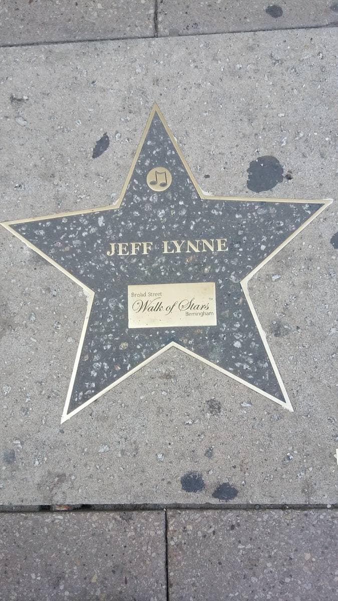 A pavement star bearing Jeff Lynne's name on Broad Street, Birmingham