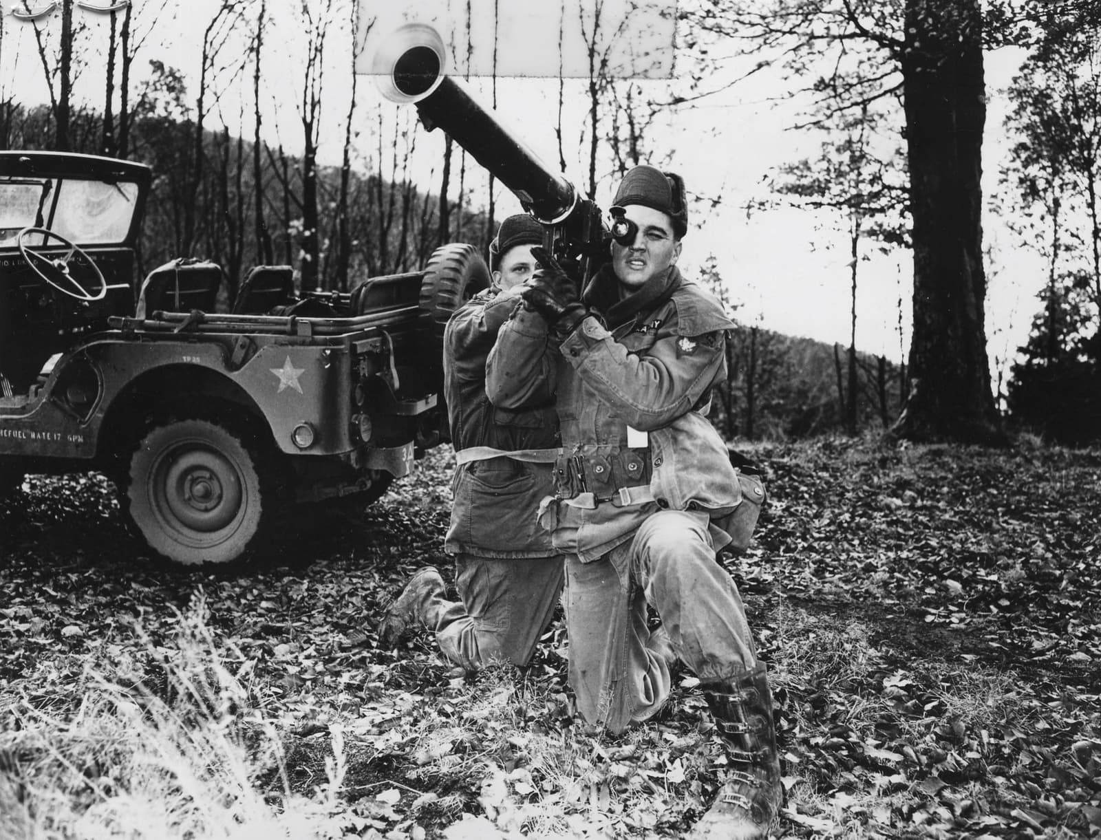 Elvis in uniform during army training