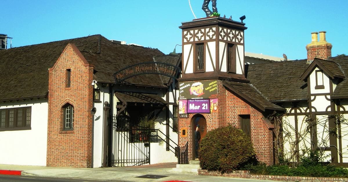 The Tudor-style gatehouse of the former Charlie Chaplin Studios on La Brea Avenue
