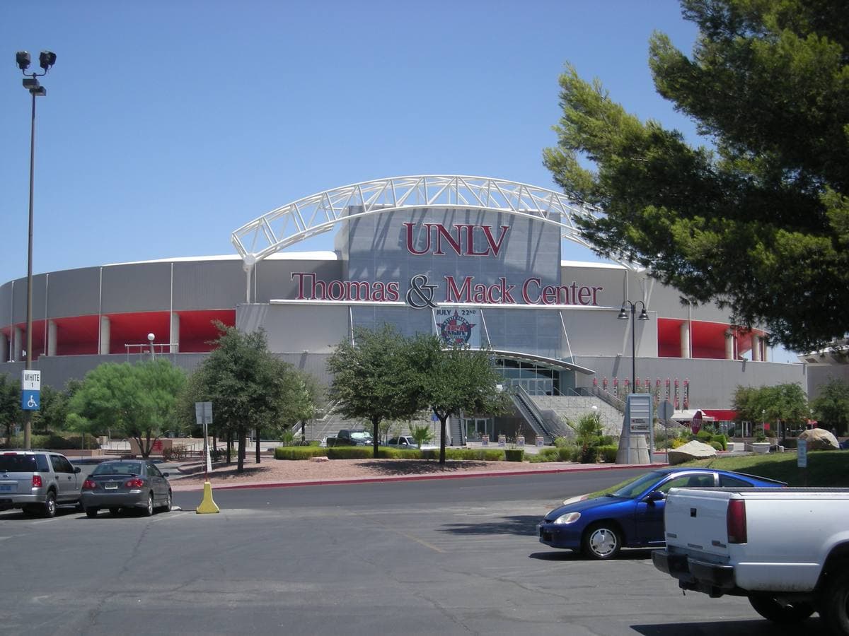 The exterior of the Thomas and Mack Center arena