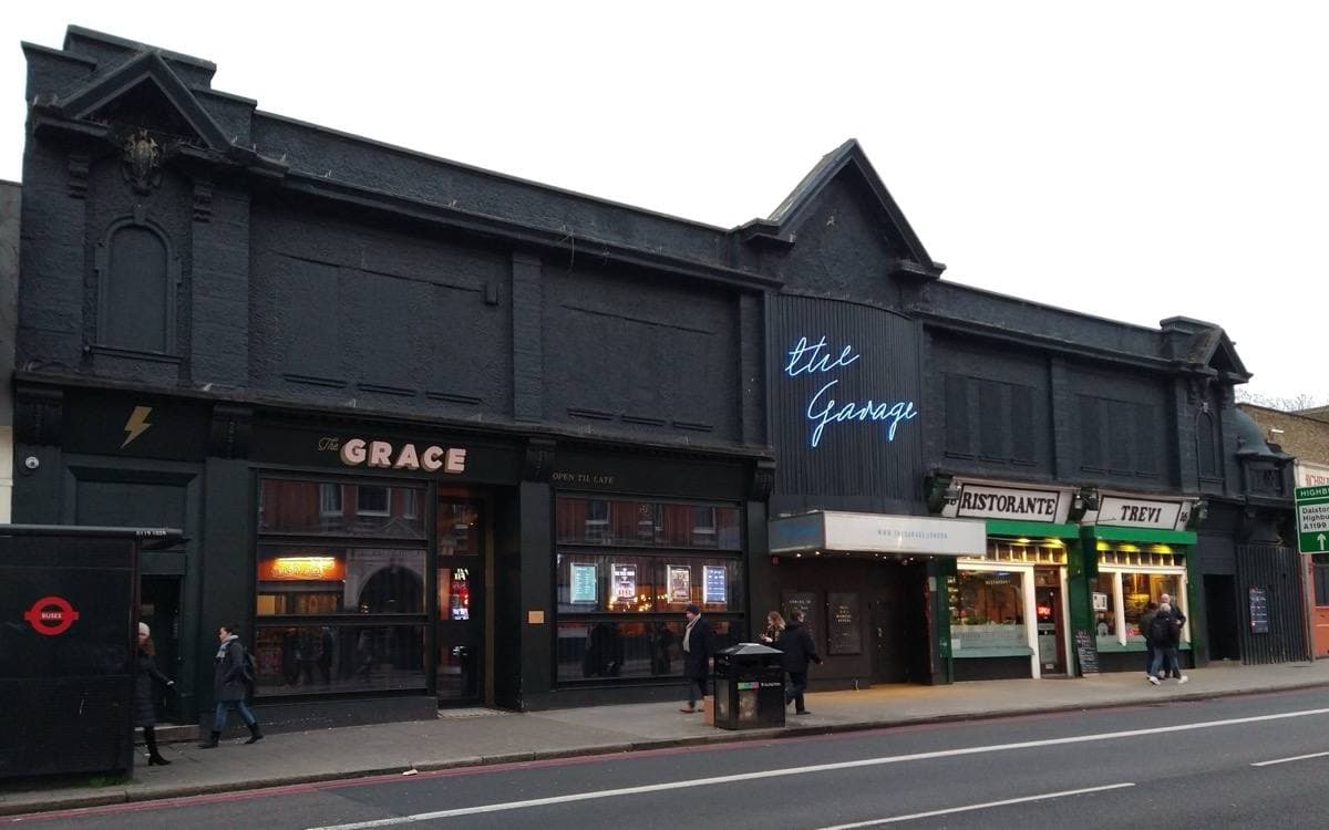 The front of The Garage music venue at Highbury Corner