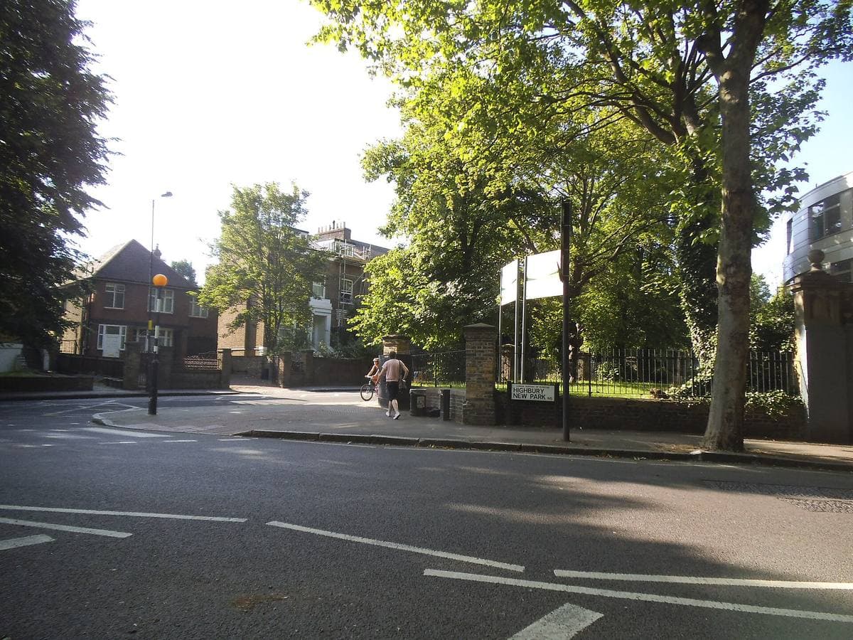 A leafy residential street junction