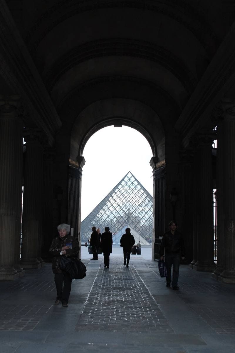 The glass pyramid in the Louvre courtyard