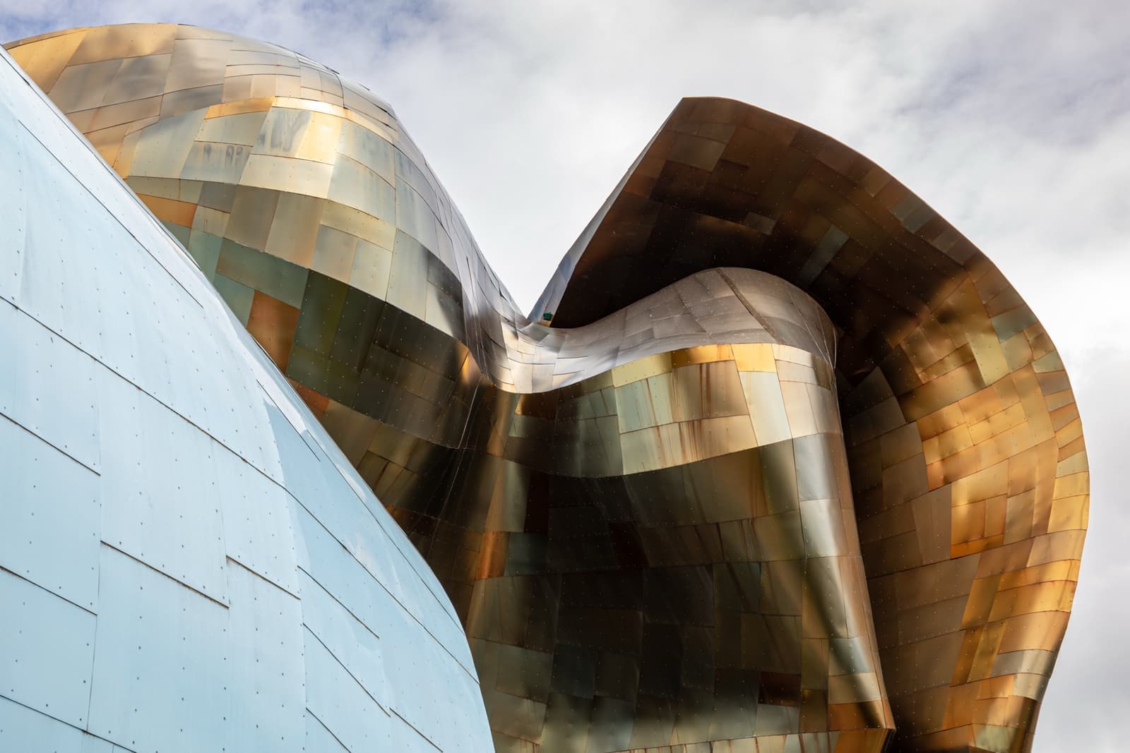 Curving metallic walls of the museum building