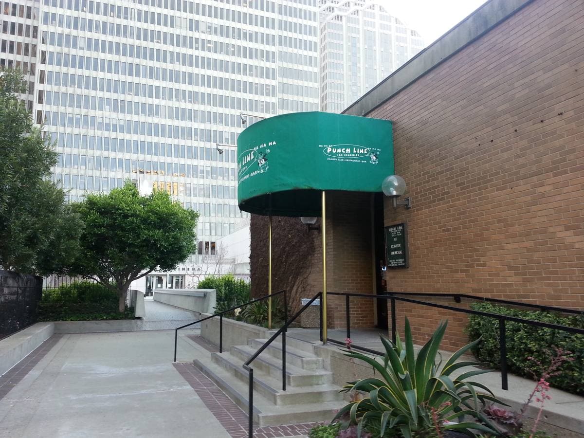 The Punch Line comedy club entrance on Battery Street, San Francisco
