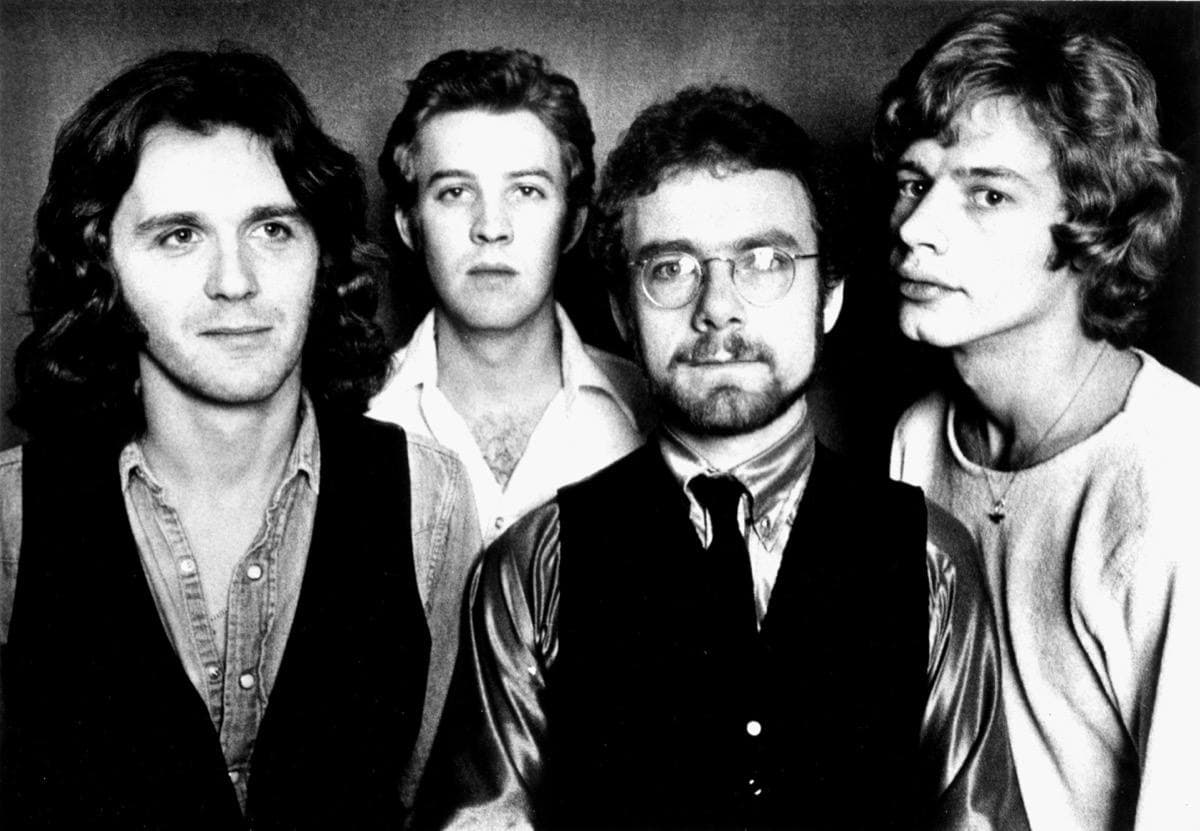 Four young men in a 1974 press photograph