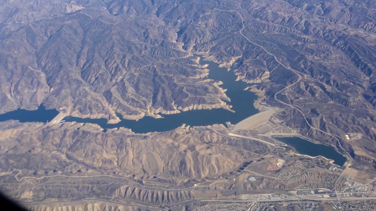 Castaic Lake with hills behind