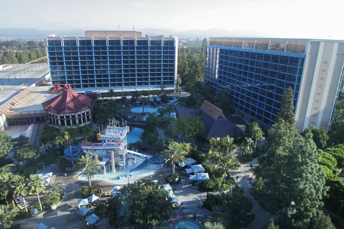 The Disneyland Hotel towers in Anaheim