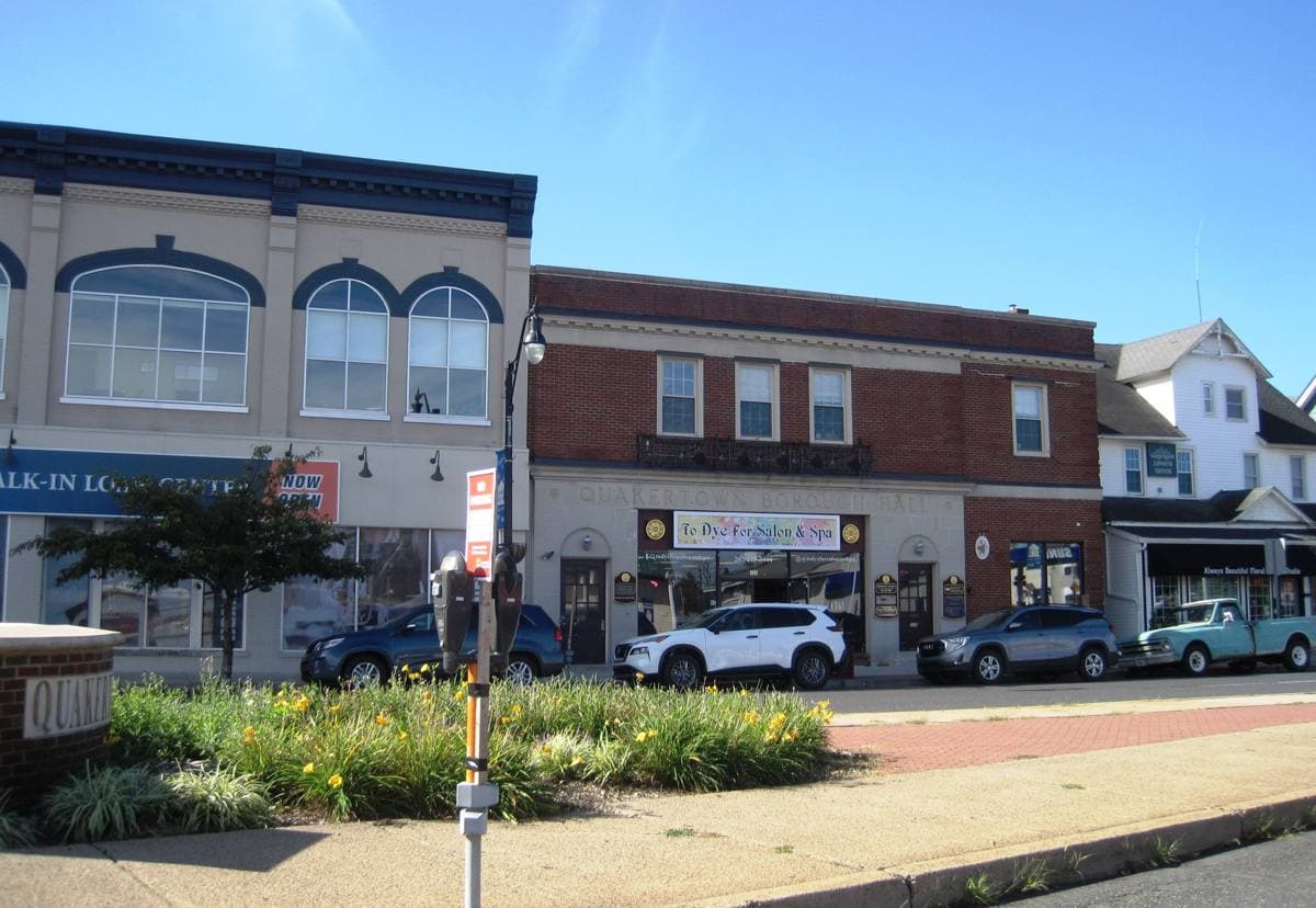 The historic borough hall in Quakertown, Pennsylvania
