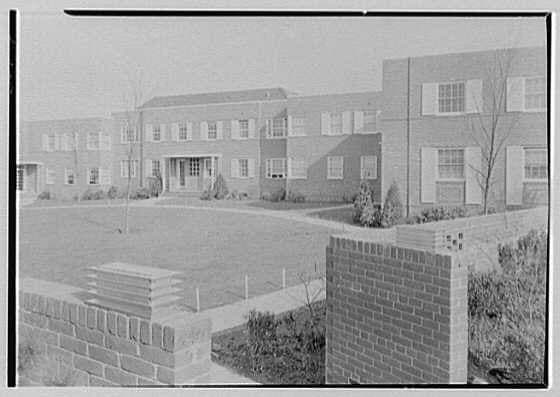 A 1939 street corner of new low houses in Kew Gardens Hills