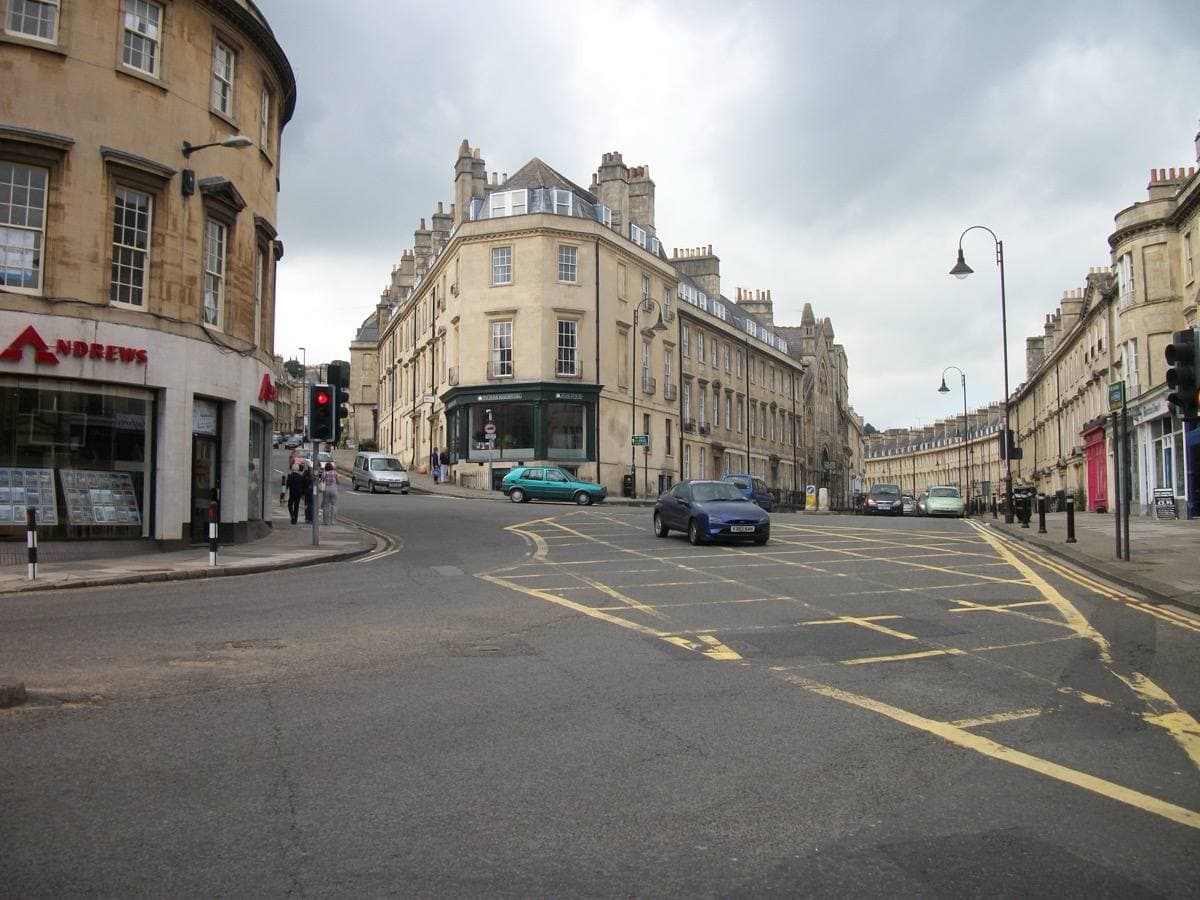 Georgian terraces along George Street in Bath