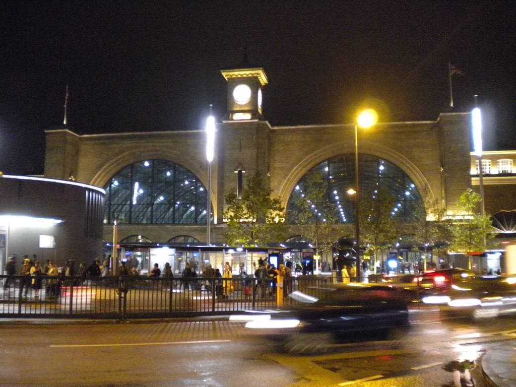 King’s Cross station lit at night