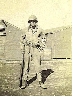 Albert Blithe in fatigues at Camp Toccoa