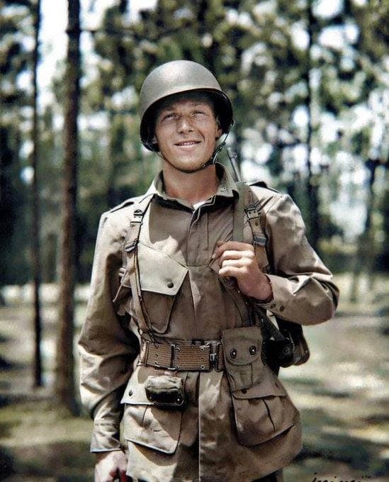Richard Winters in uniform, smiling, in 1943