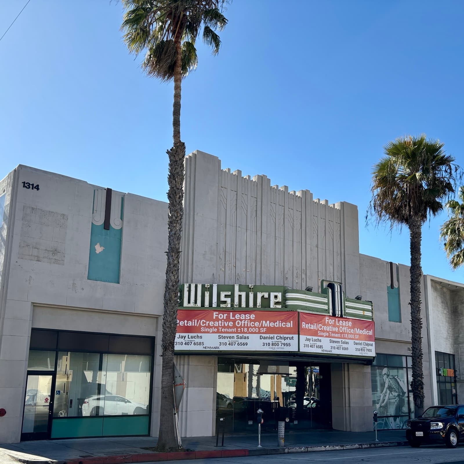 The old Wilshire Theatre front on Wilshire Boulevard in Santa Monica