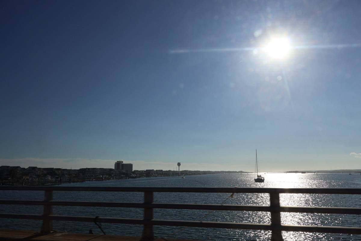 Docks and calm water on Banks Channel, Wrightsville Beach