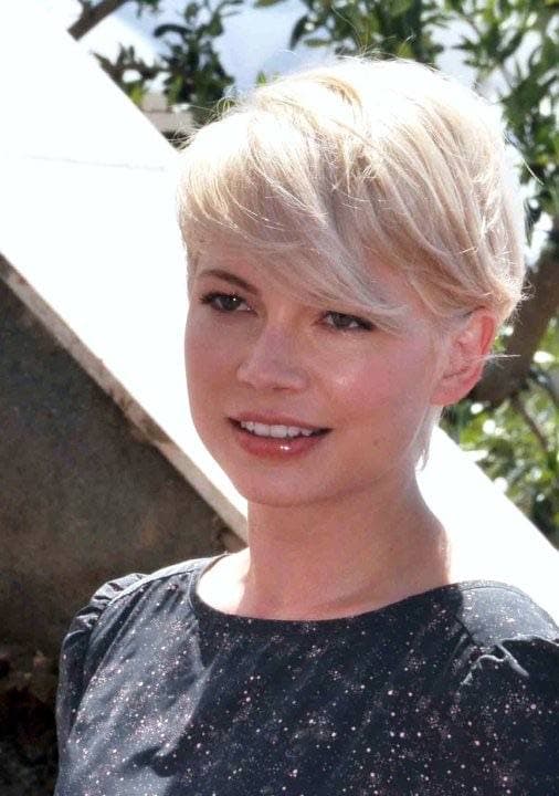 Michelle Williams with short blonde hair at the Cannes festival