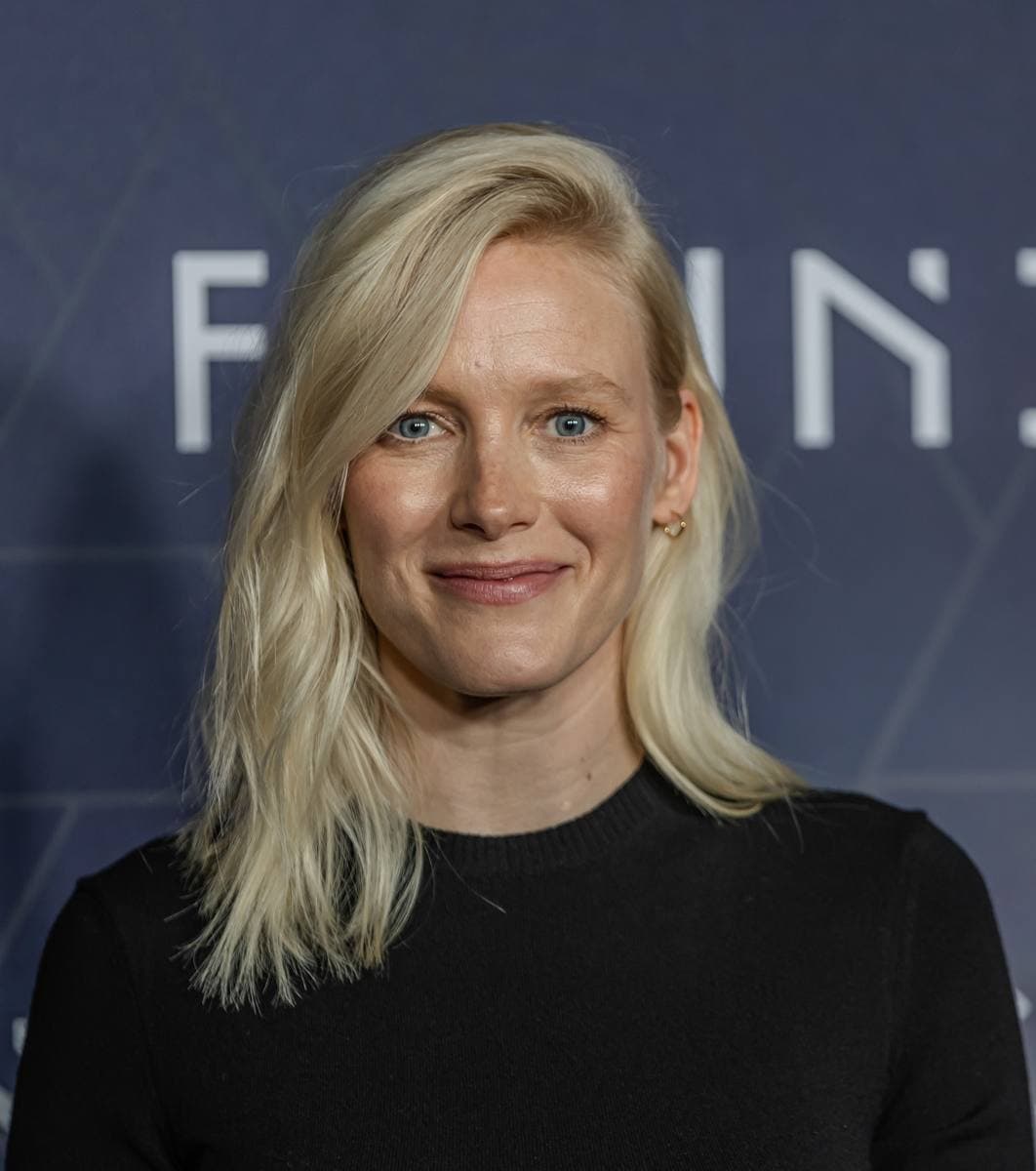 A woman with light hair pulled back