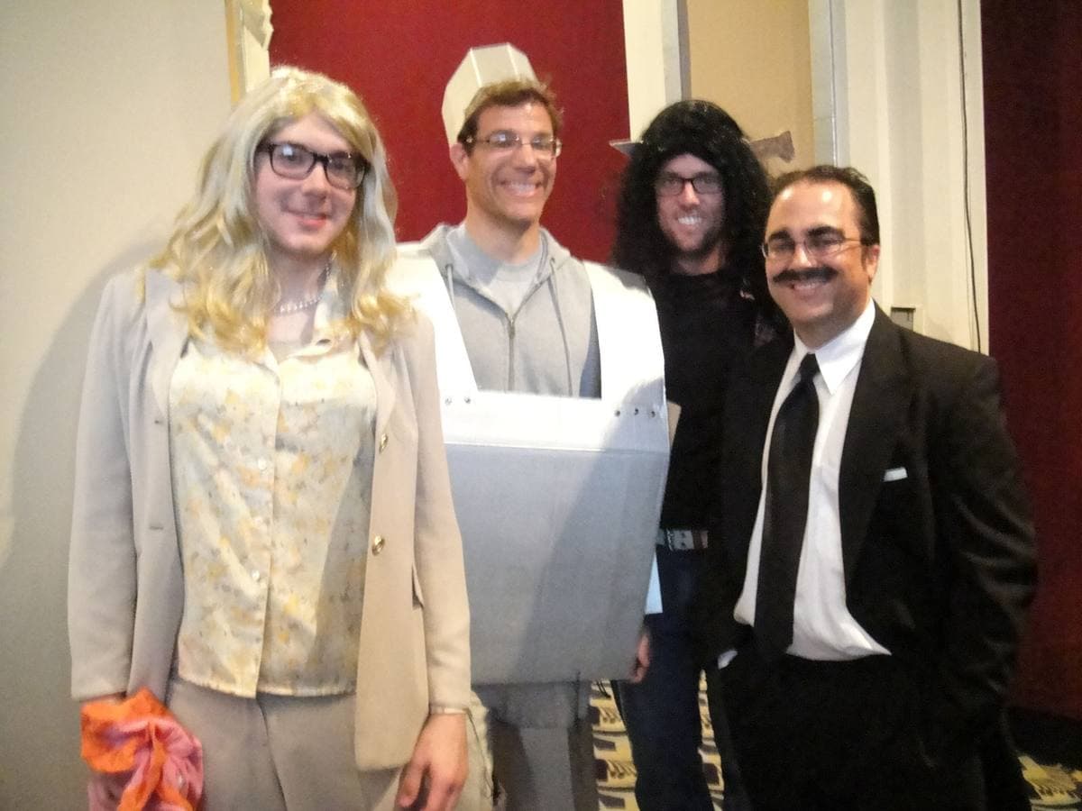 Fans in home-made Halloween costumes