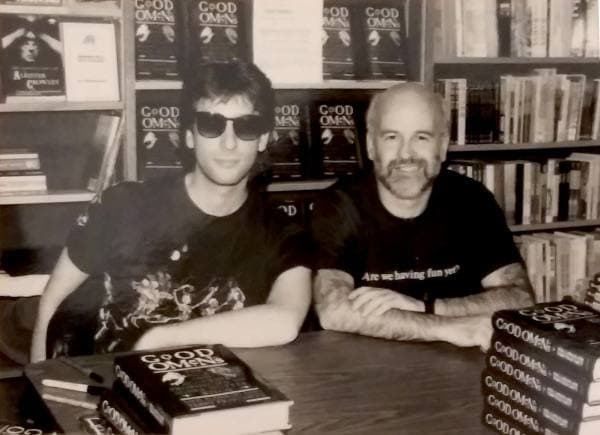A hardback copy of the novel Good Omens