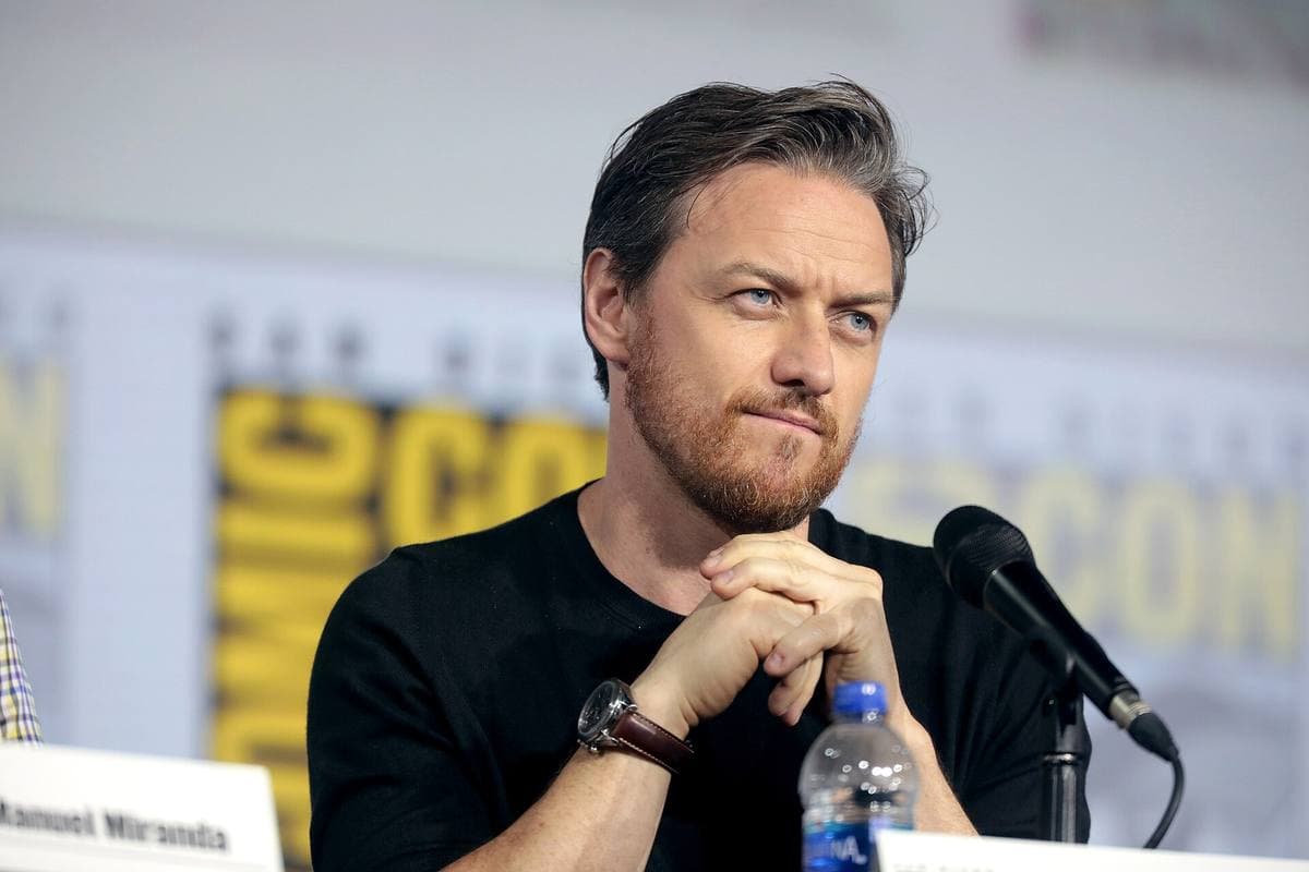 A bearded man speaking into a microphone