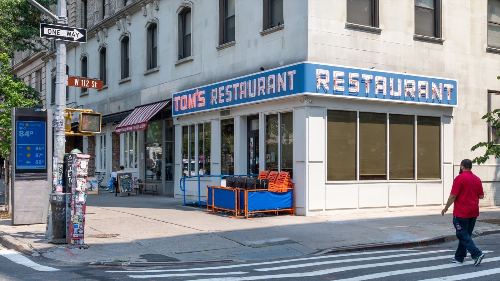 The corner diner at Broadway and 112th Street under its blue TOM’S RESTAURANT sign