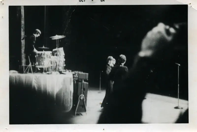 The Beatles backstage at Cleveland Public Hall in September 1964
