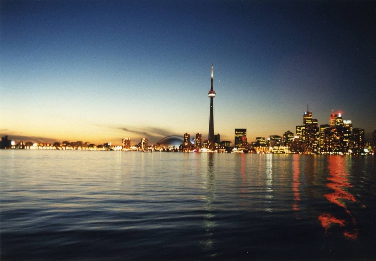 Toronto skyline at dusk from Toronto Island, 1999