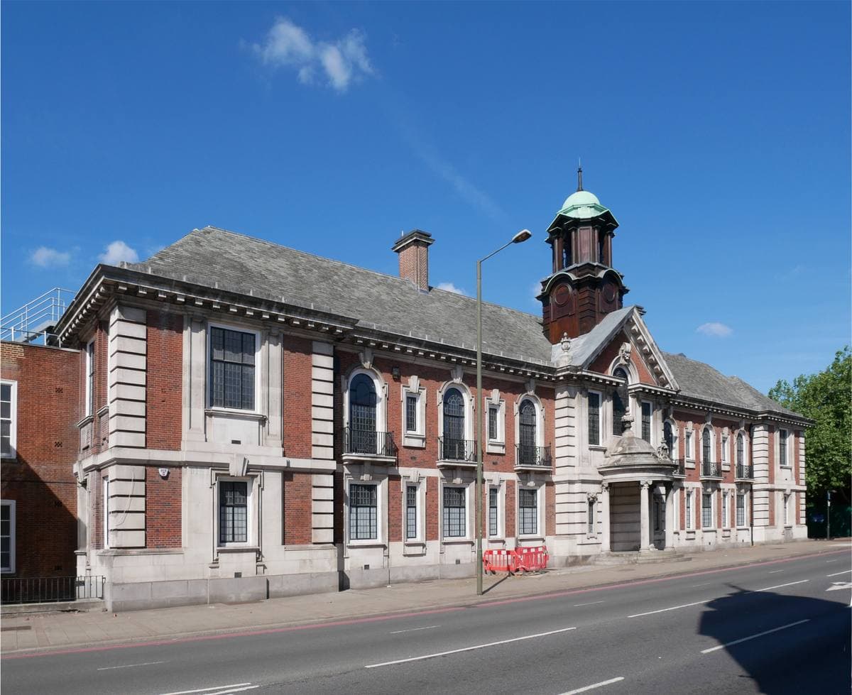 A red-brick and stone Edwardian town hall