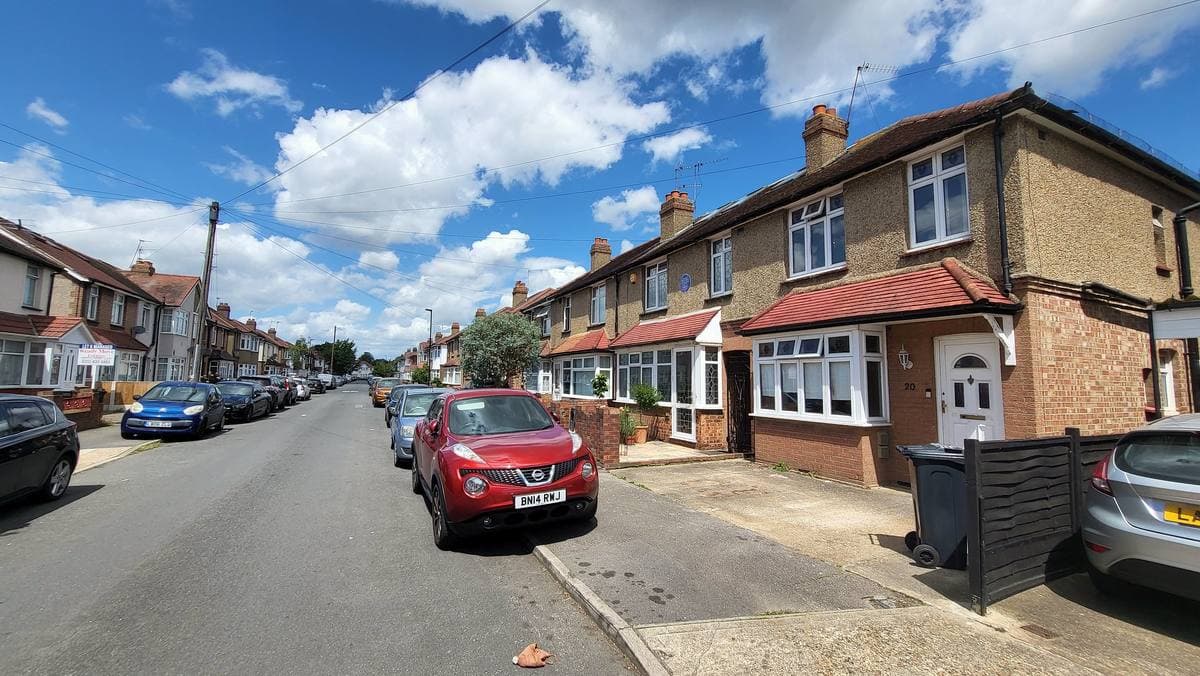 A suburban street of semi-detached houses